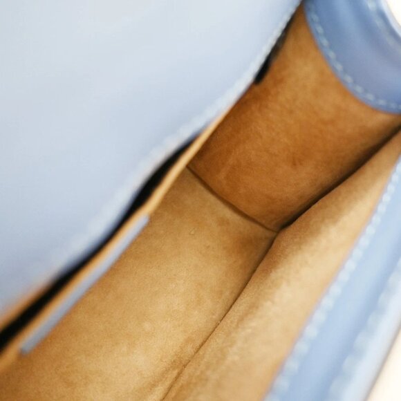 GUCCI Logo Sylvie Chain Mini Shoulder Bag Leather Blue GHW Italy 93RF525 - Picture 6 of 16